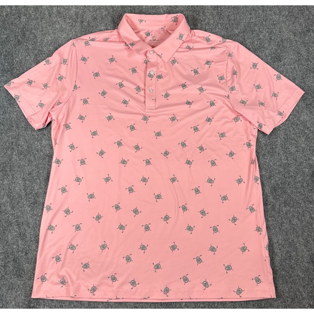 Chuco Golf Mens 2XL Pink Sugar Skull Performance Polo Shirt NWT